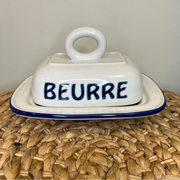 WILLIAMS SONOMA BISTRO FRANCAIS CONFITURE JAM & BUTTER DISH 2012 FRENCH WRITING - Picture 9 of 12